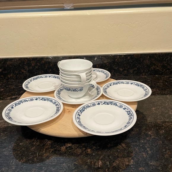 Corelle Other - Corelle by Corning - old town Tea Cup and Saucer Plate Blue Pattern